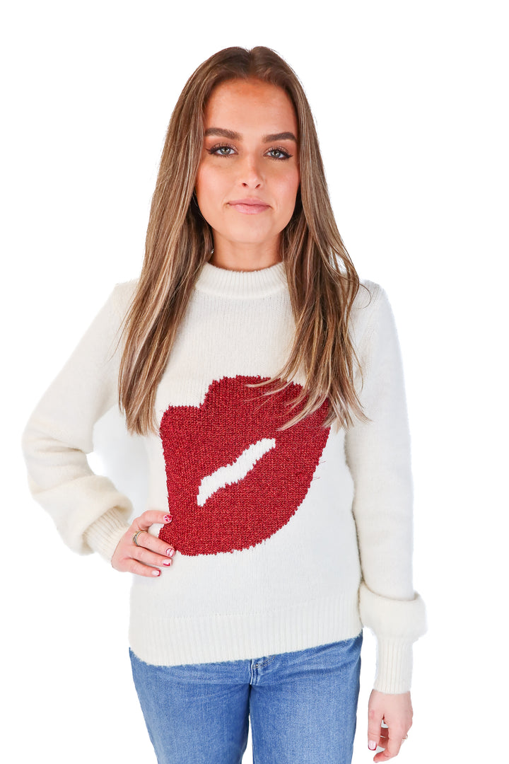 kate spade red lip sweater (m)