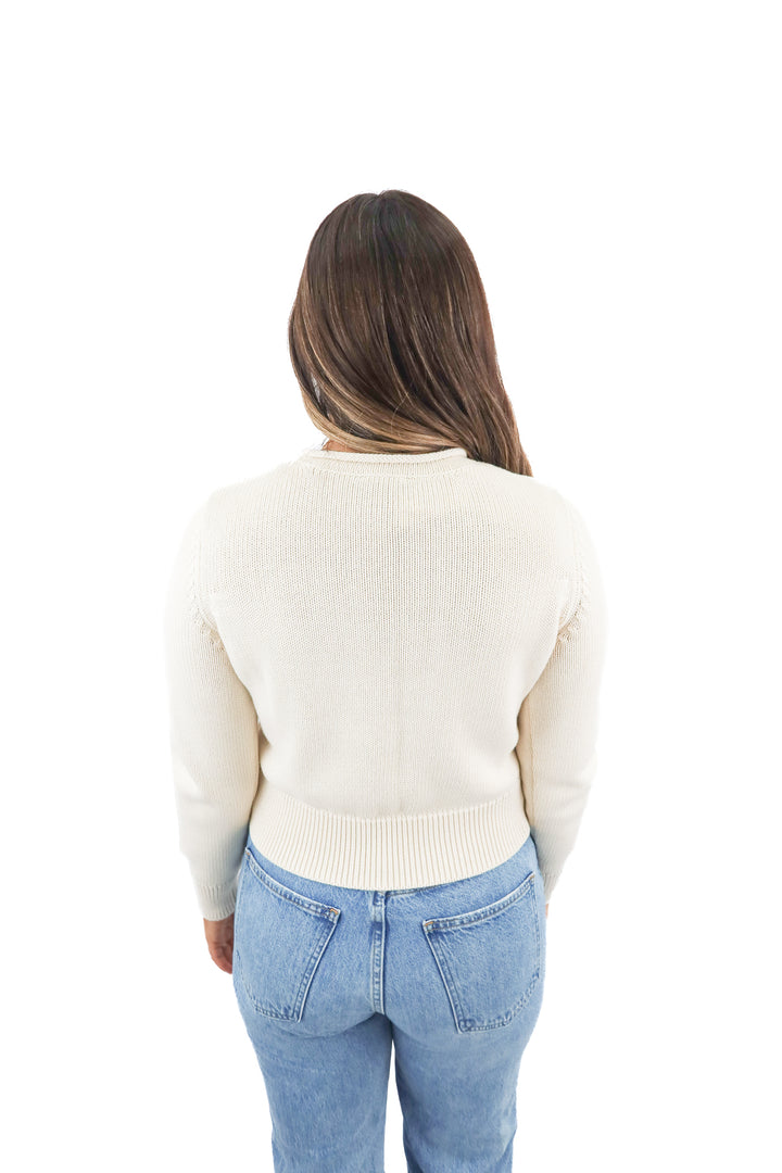 gap cream scoop neck knit sweater (S)