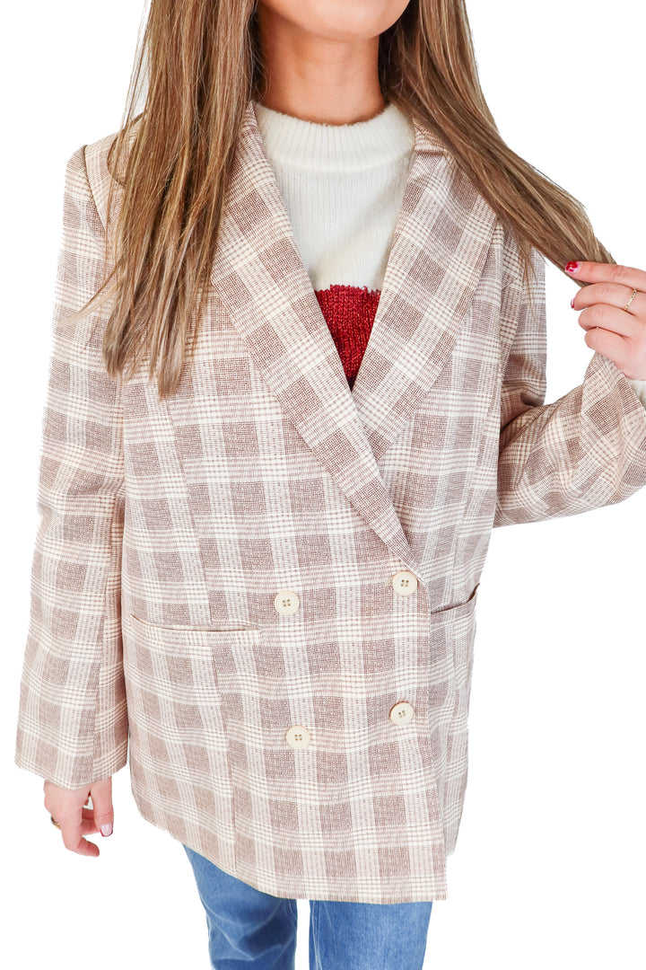 SOLD: lioness beige plaid blazer NWT (xs)