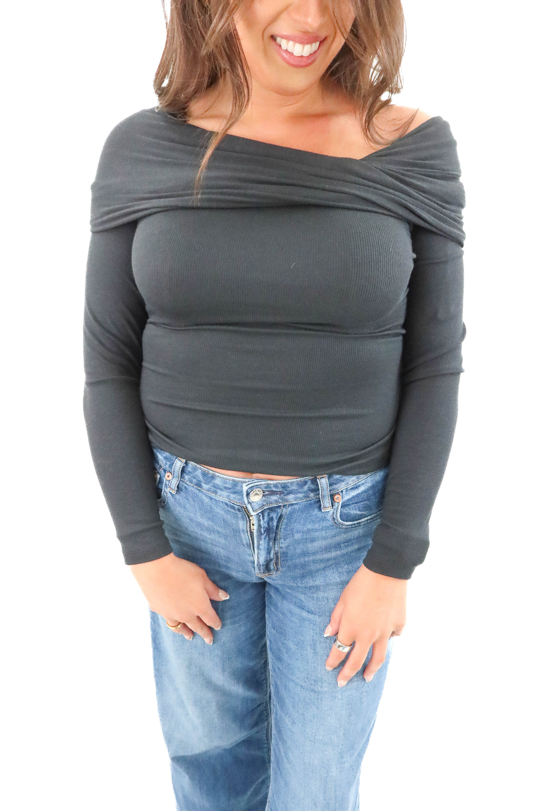 pistola black off the shoulder top (m; retail $118)