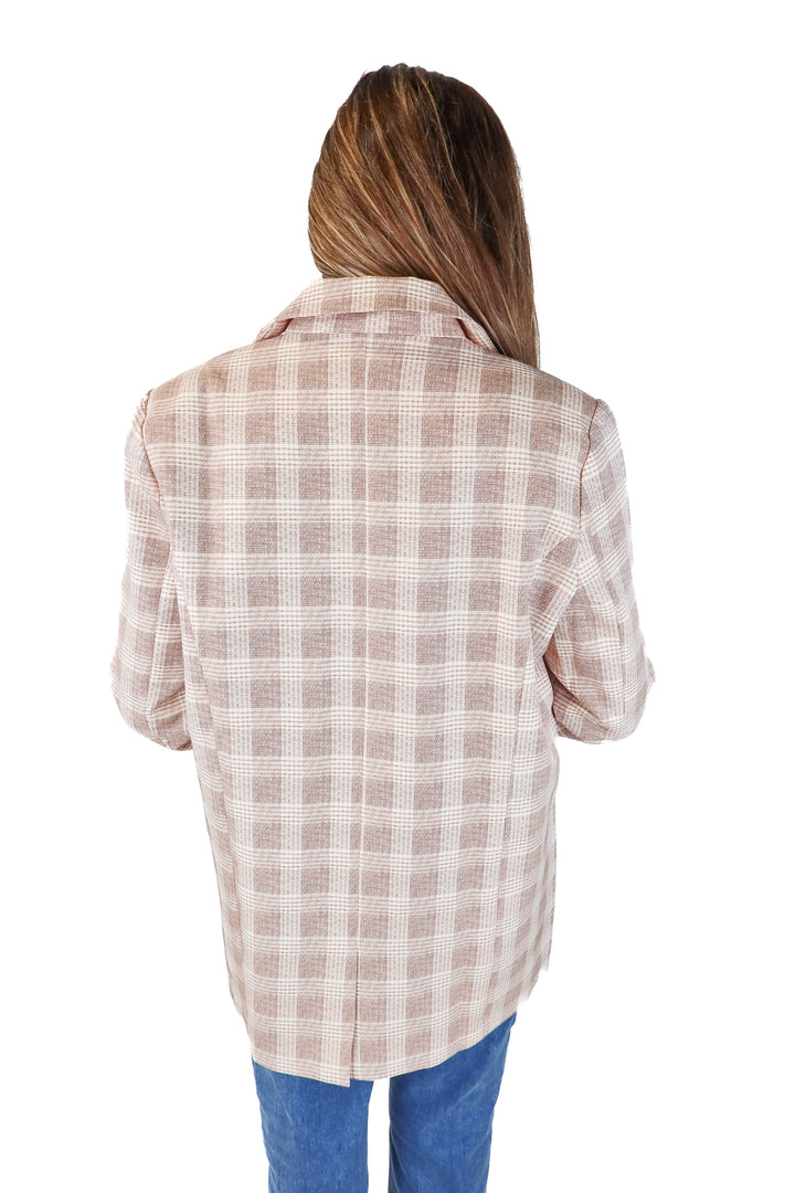 SOLD: lioness beige plaid blazer NWT (xs)