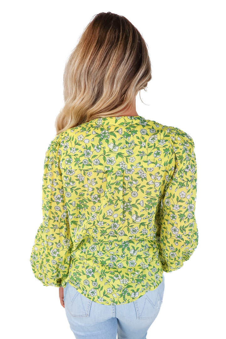 banjanan yellow floral blouse (xs)