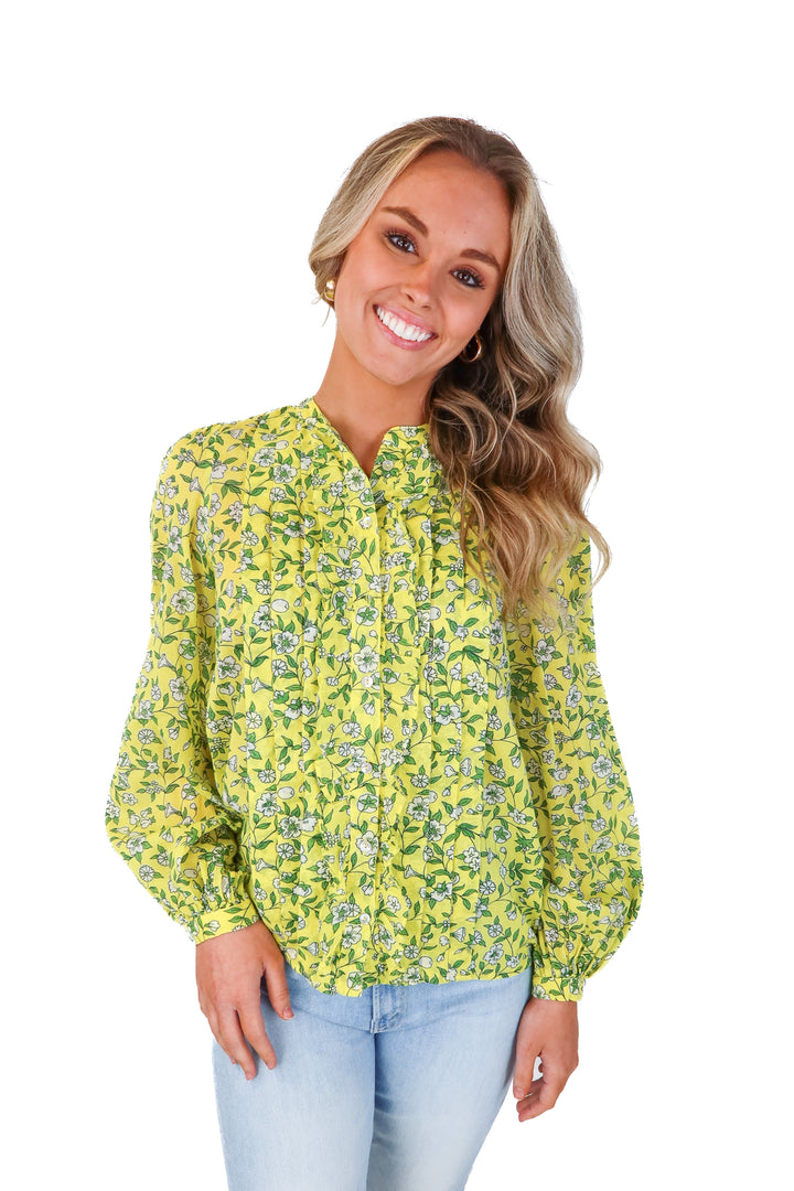 banjanan yellow floral blouse (xs)