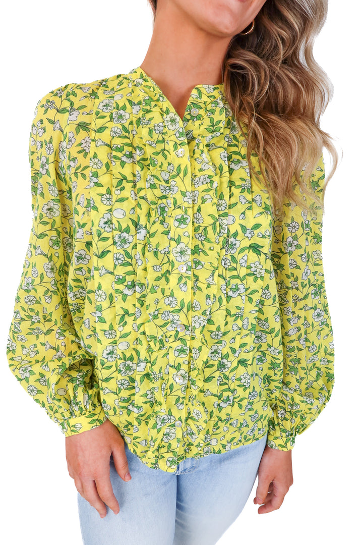 banjanan yellow floral blouse (xs)