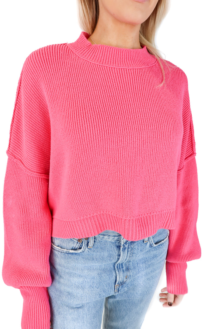 SOLD: free people cotton pink mockneck sweater (s; retail $118)