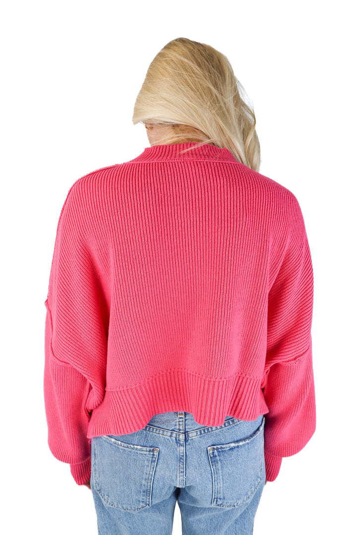 SOLD: free people cotton pink mockneck sweater (s; retail $118)