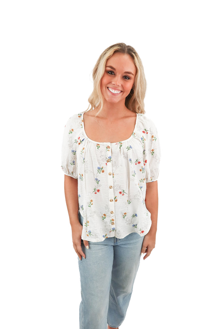 anthropologie floral short sleeve blouse NWT (s; retail $88)