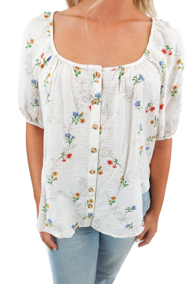 anthropologie floral short sleeve blouse NWT (s; retail $88)