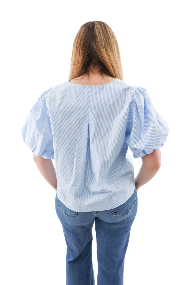 kate spade blue and white striped top (l; retail $155)
