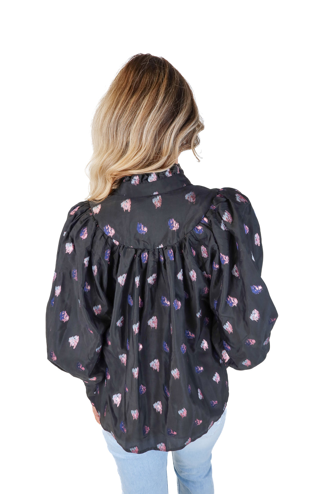 tuckernuck black/purple metallic blouse (s)