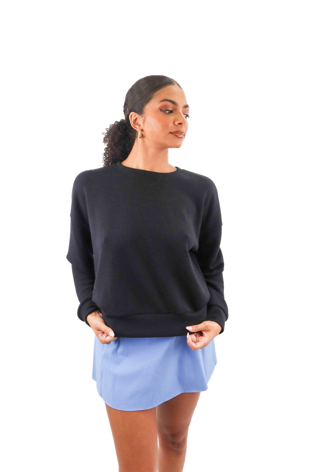 spanx black air essentials crewneck (m; retail $110)