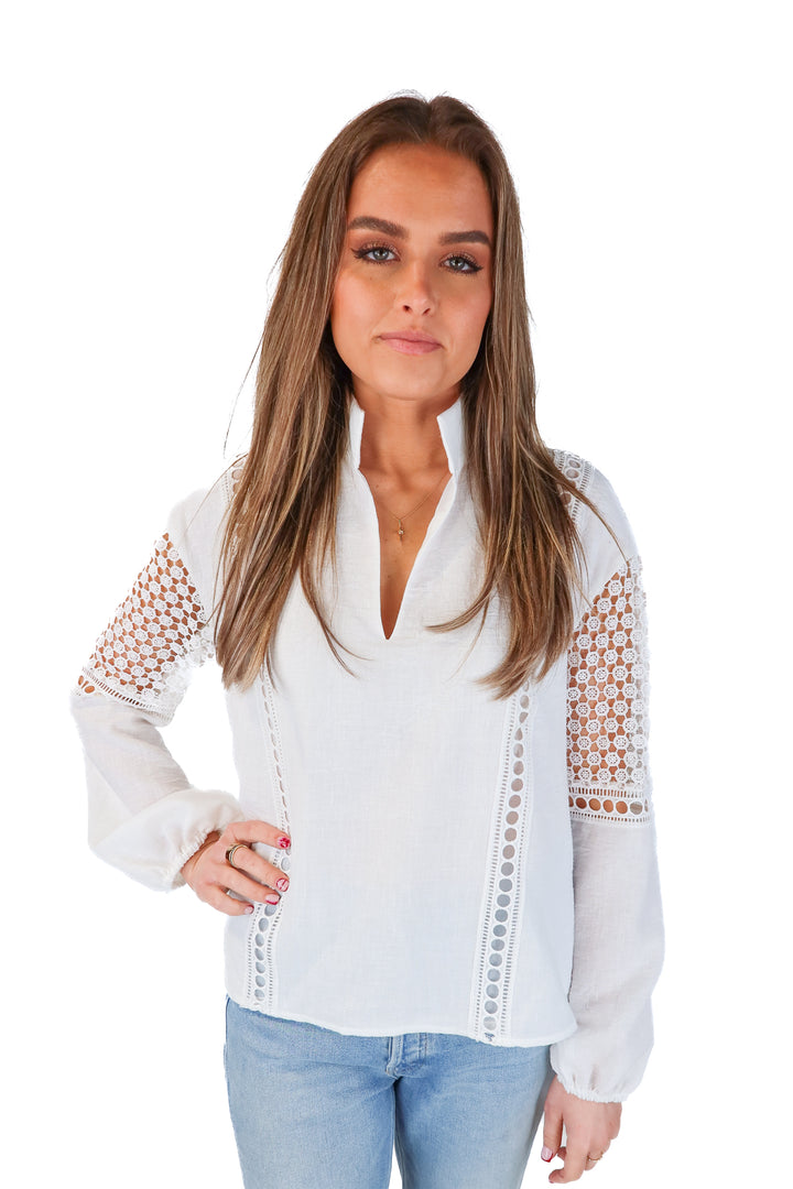 SOLD tuckernuck white crochet blouse (s; retail $148)