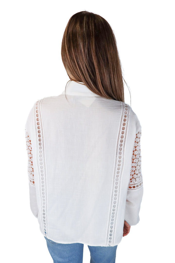 SOLD tuckernuck white crochet blouse (s; retail $148)