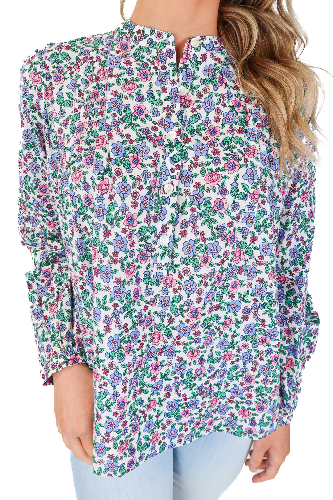 SOLD: banjanan floral long sleeve blouse (xs; retail $280)