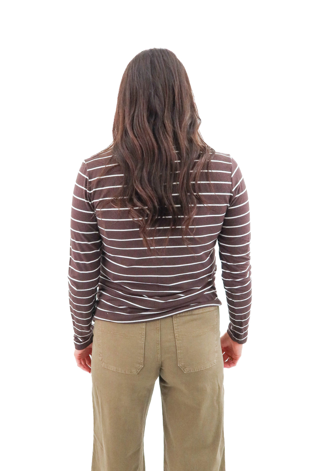 banana republic brown and white striped tee (m; retail $49)