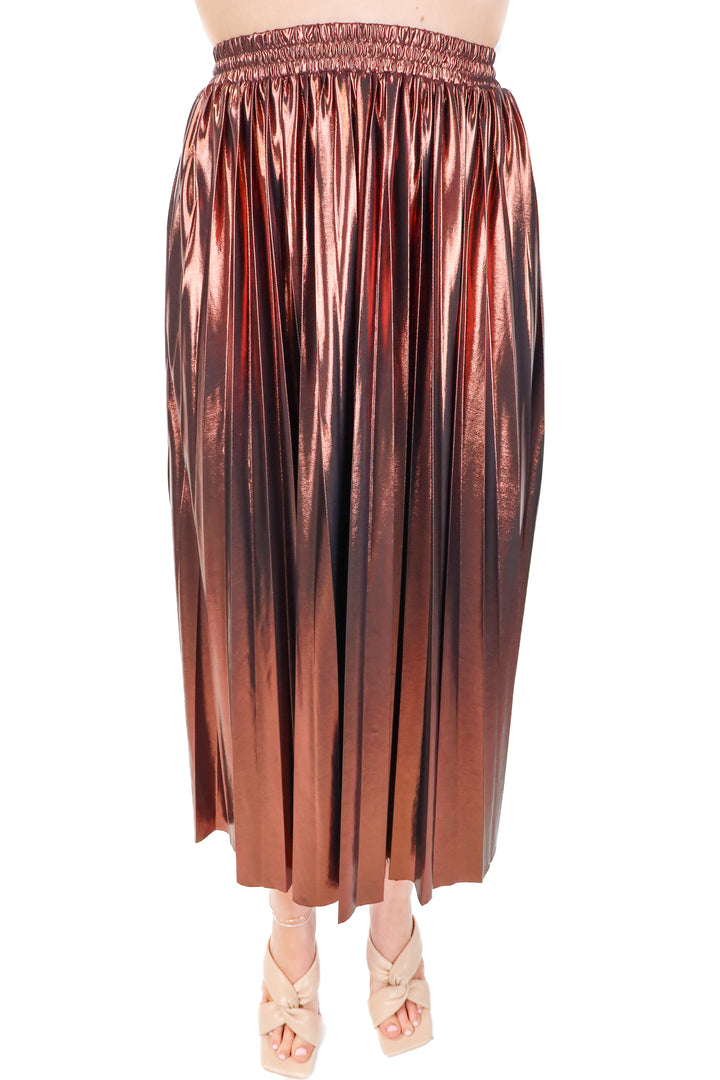 en saison bronze pleated maxi skirt (xs)