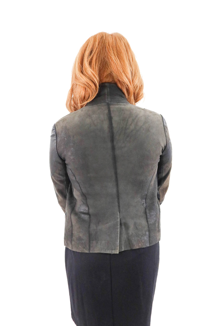 alexander wang grey and black leather blazer (2)