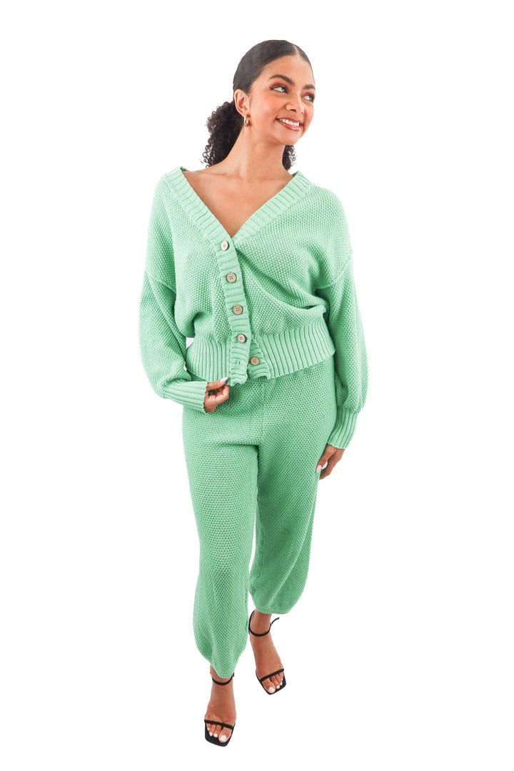 free people beach green knit set (s; retail $128)