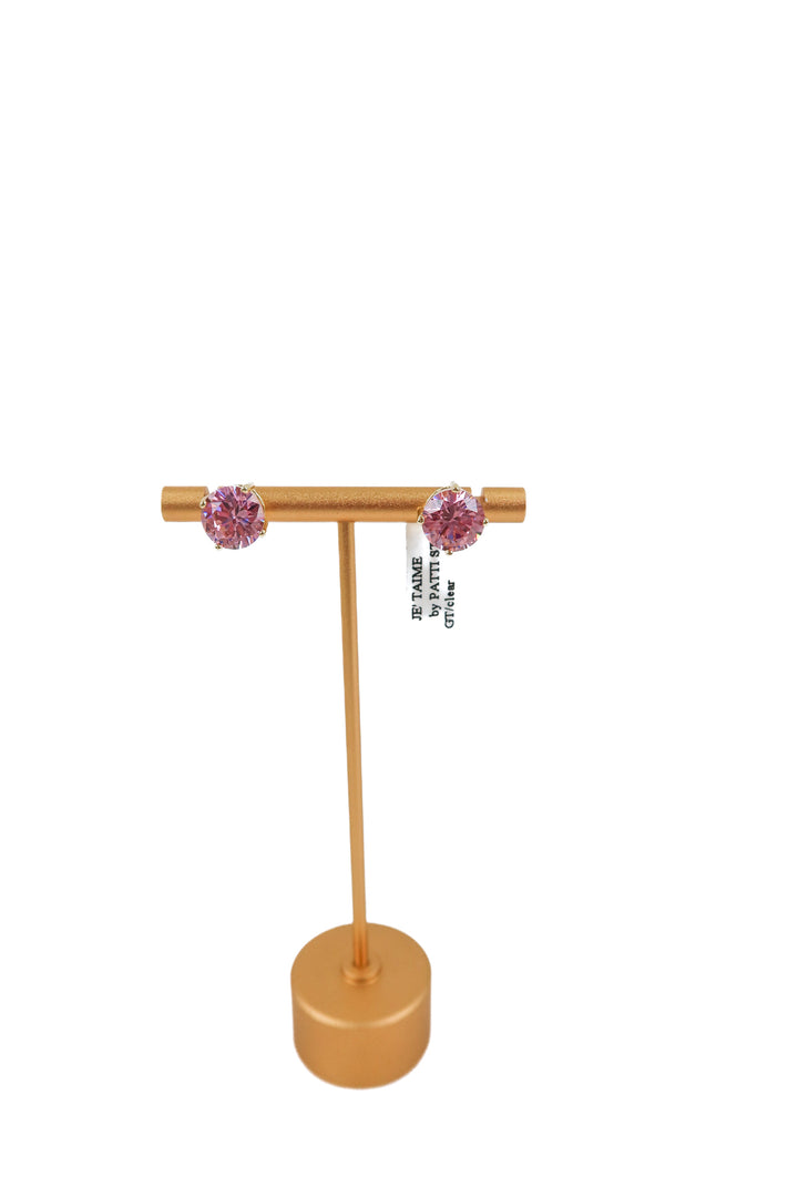 je t'aime by patti stanger gold/pink stud earrings (retail $60)