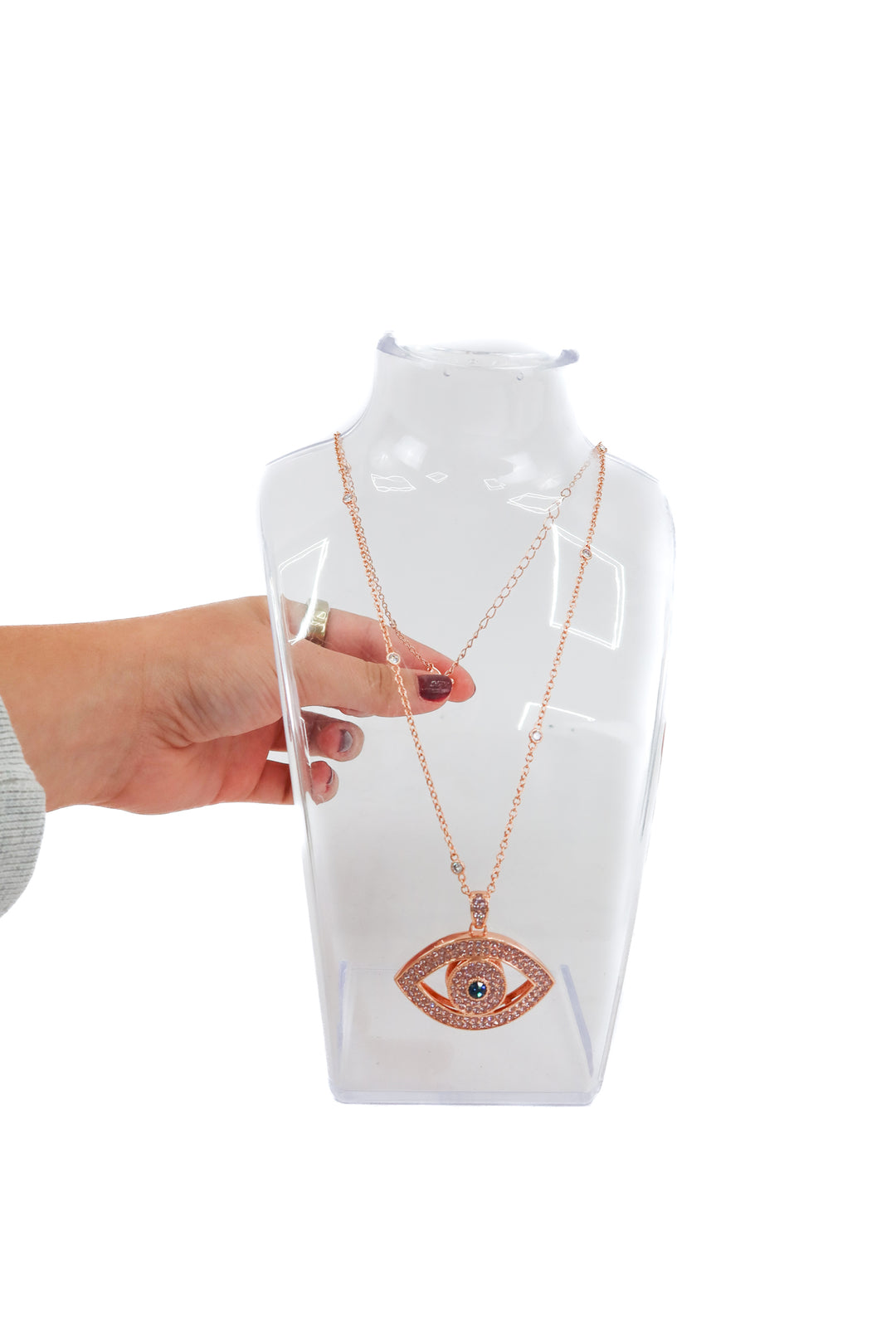 je t'aime by patti stanger large pink crystal eye necklace NWT (retail $100)