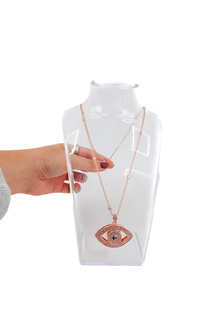 je t'aime by patti stanger large pink crystal eye necklace NWT (retail $100)