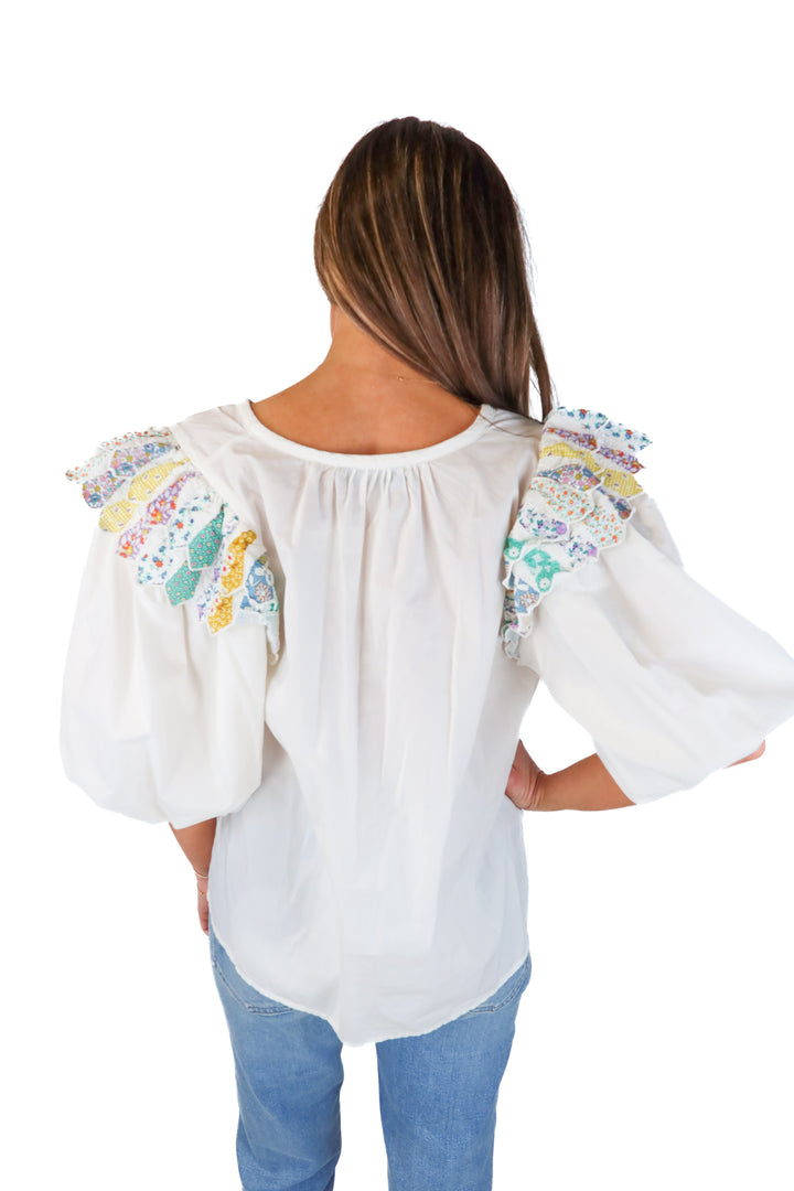 SEA white puff sleeve blouse (s)