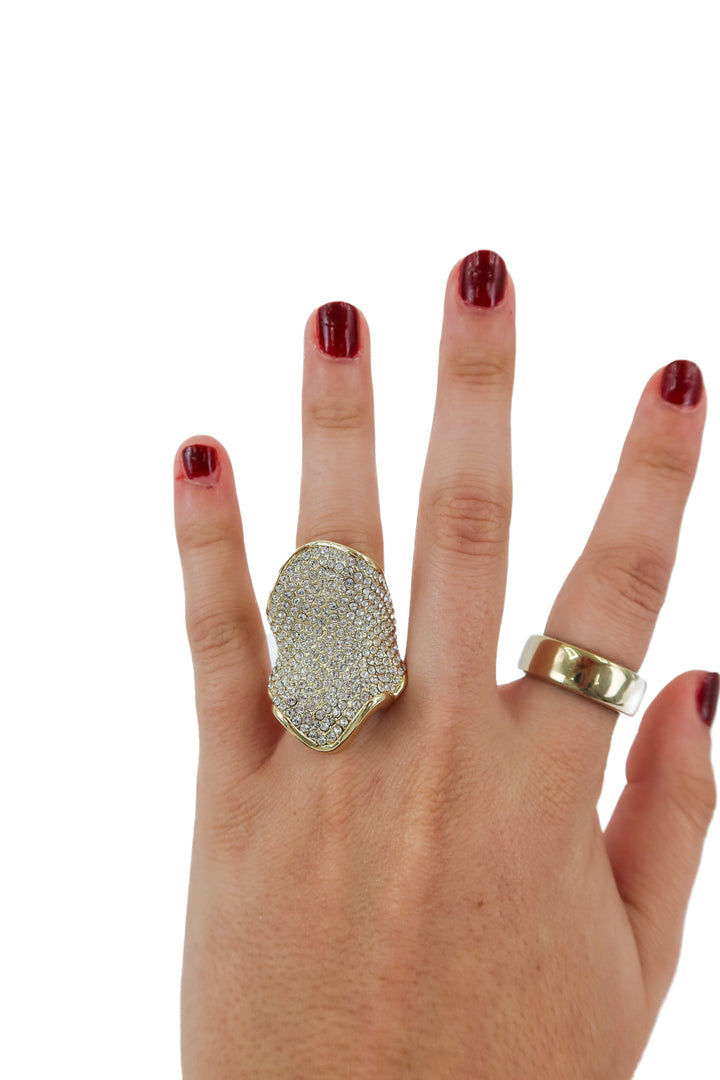 je t'aime by patti stanger large gold abstract crystal ring NWT (retail $70)