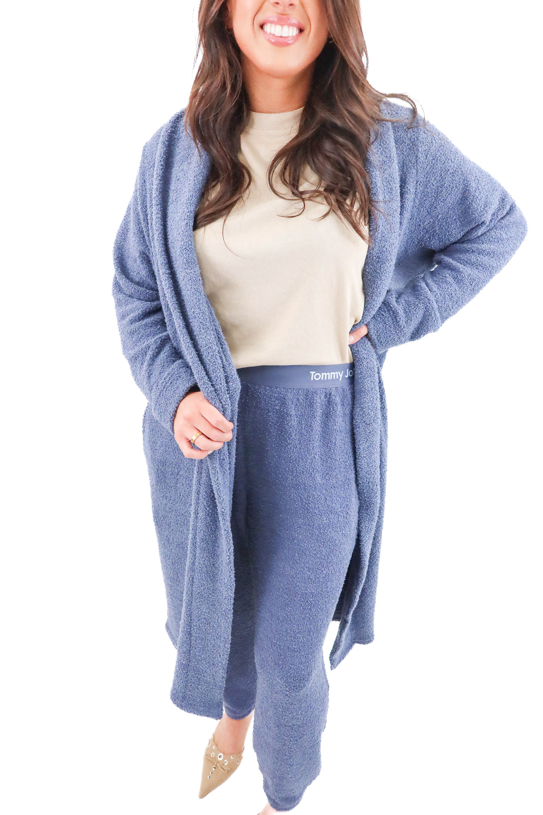 tommy john blue plush robe (m; retail $108)