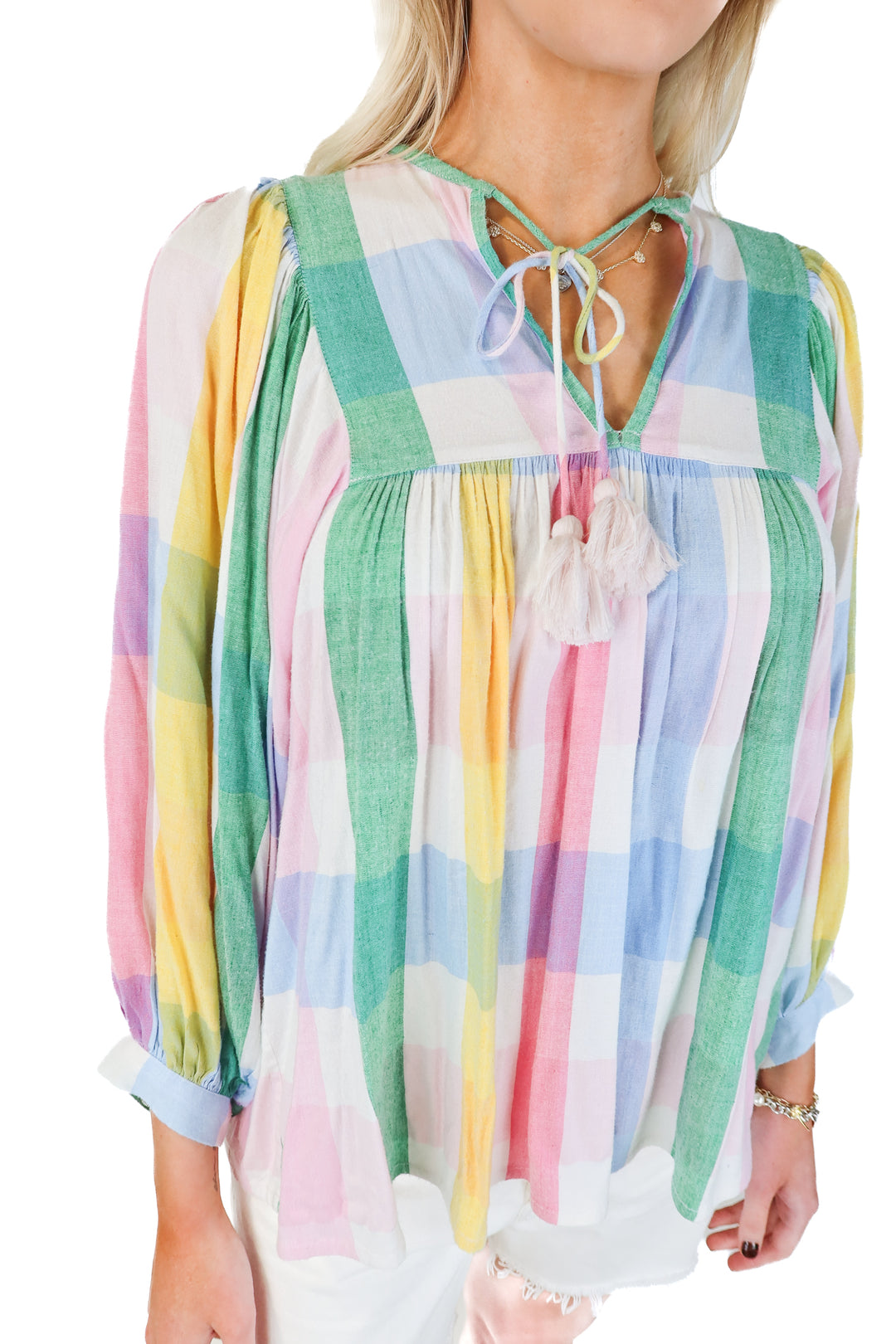 milly colorful checkered blouse (xs)