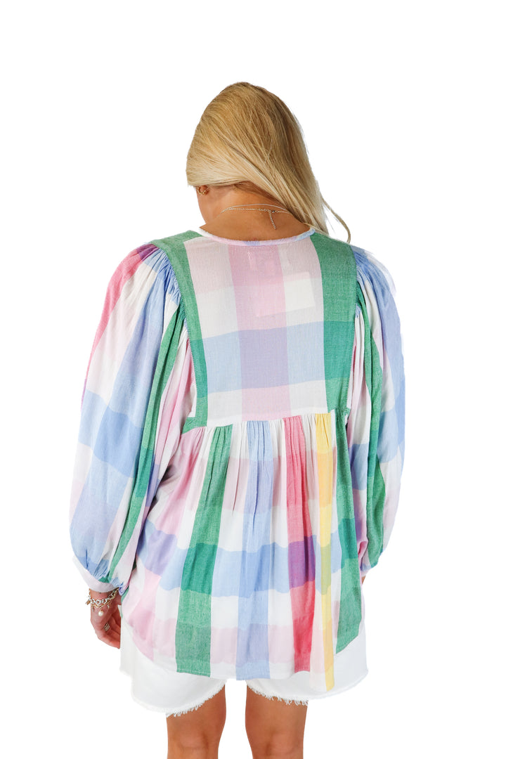 milly colorful checkered blouse (xs)