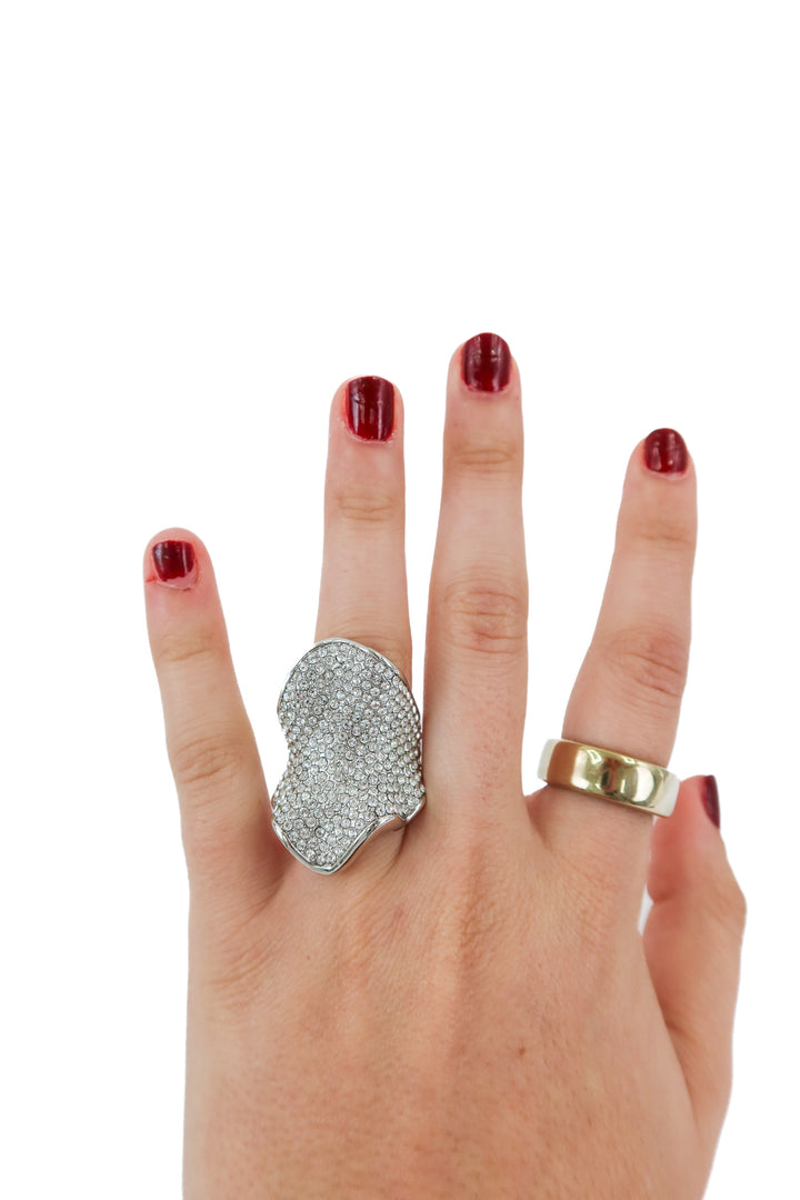 je t'aime by patti stanger large silver abstract crystal ring NWT (retail $70)