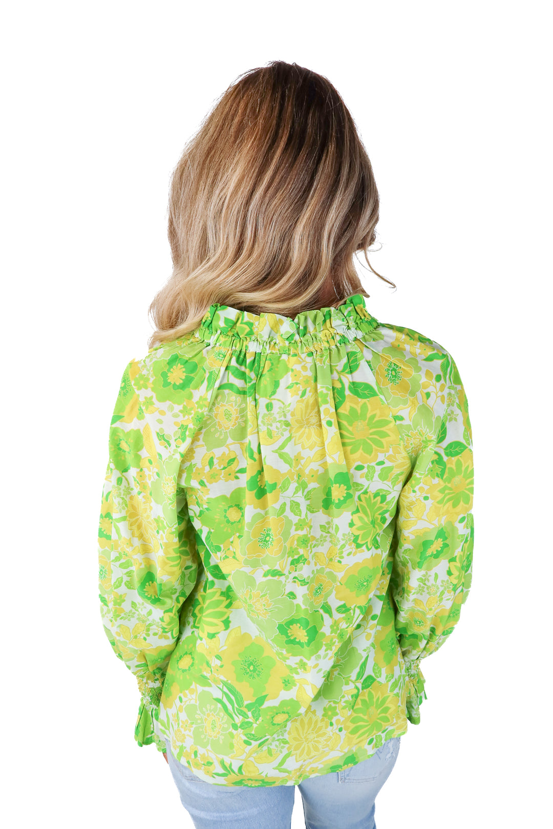 figue green/yellow floral blouse (xs; est retail around $400)