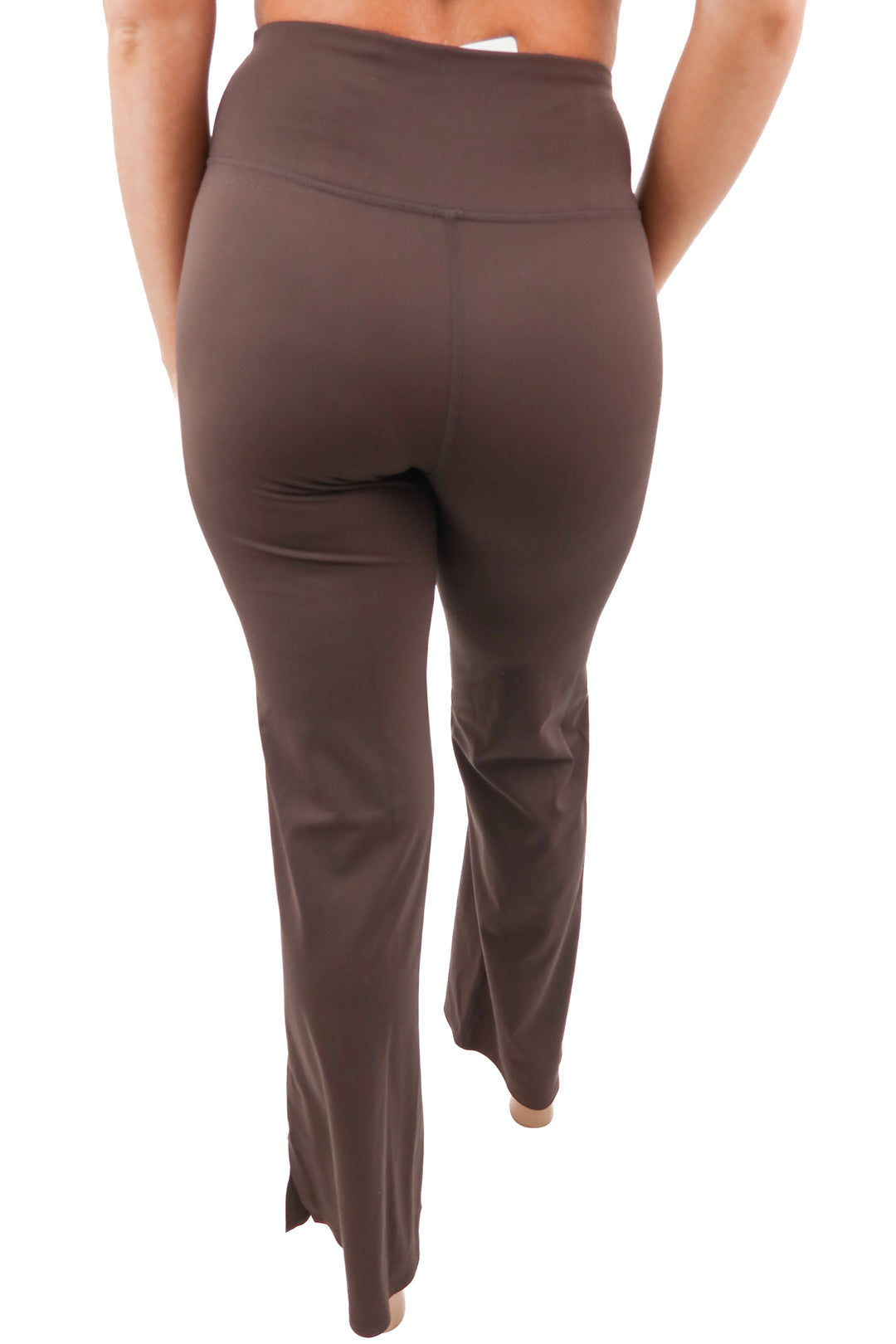 travis mathew brown flare leggings w/ slit (XS; retail $120)