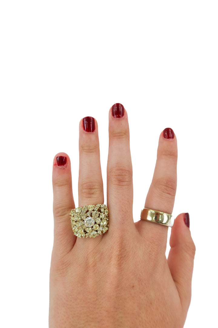 je t'aime by patti stanger gold crystal ring NWT (8; retail $60)