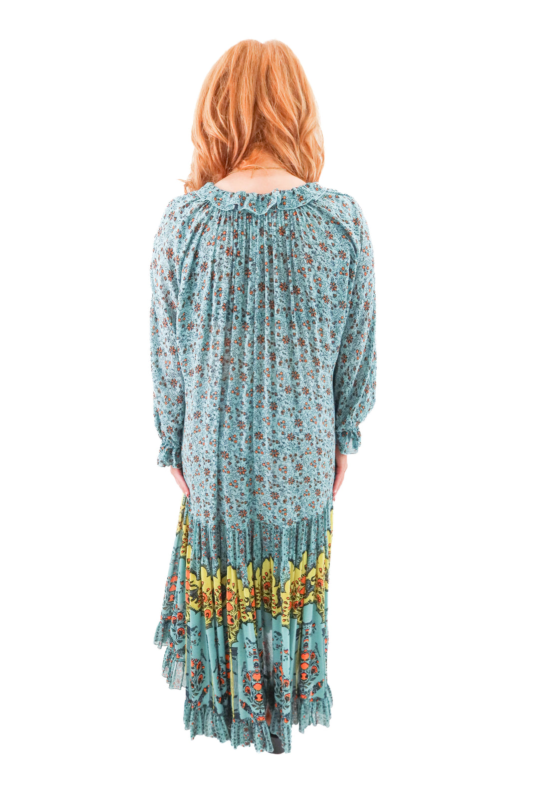 free people turquoise floral maxi dress (m; retail $238)