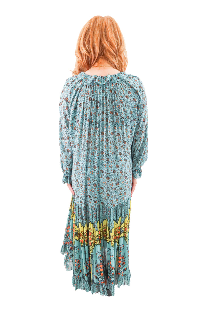free people turquoise floral maxi dress (m; retail $238)