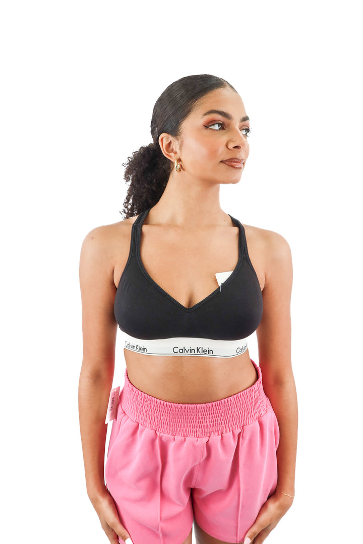 Calvin Klein black cross back bralette (L)