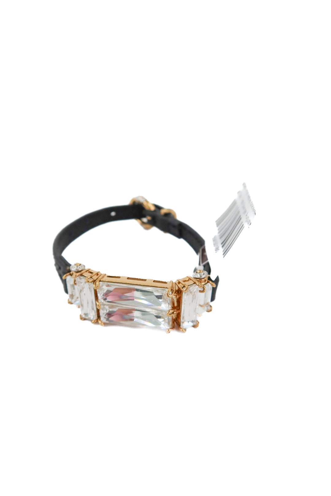 crystal/black vegan leather bracelet NWT