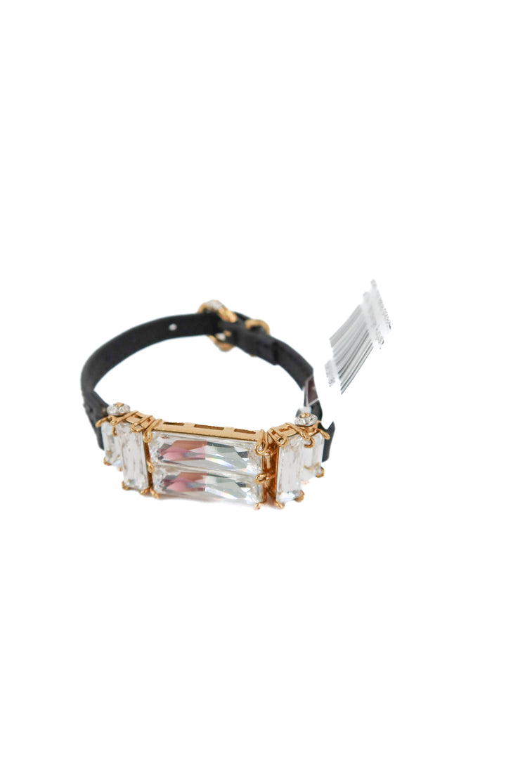 crystal/black vegan leather bracelet NWT