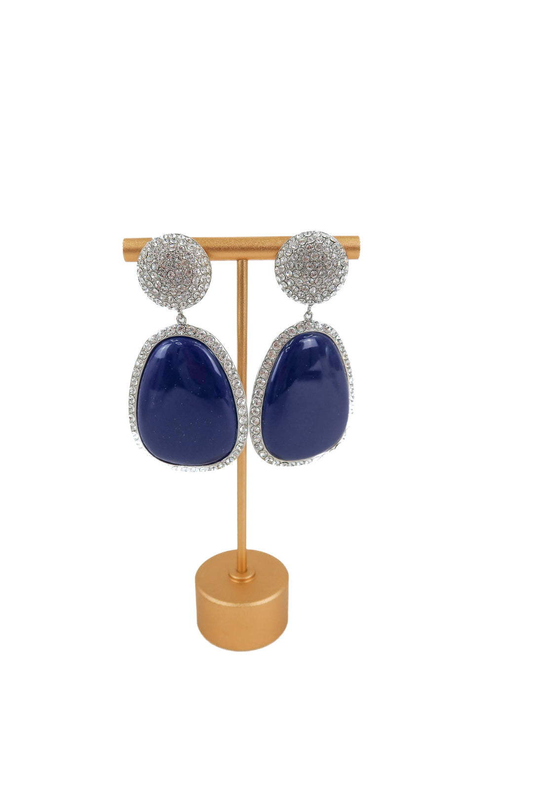 je t'aime by patti stanger crystal/blue oval dangle earrings