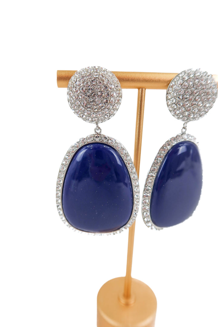 je t'aime by patti stanger crystal/blue oval dangle earrings
