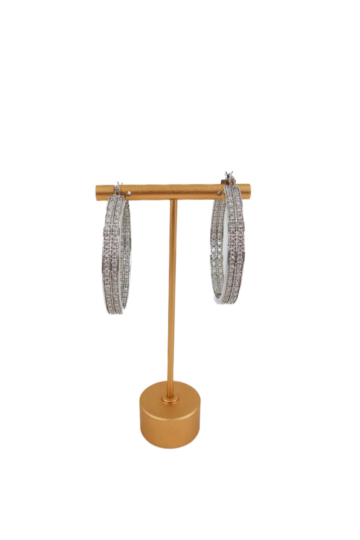 je t'aime by patti stanger silver crystal hoop earrings NWT