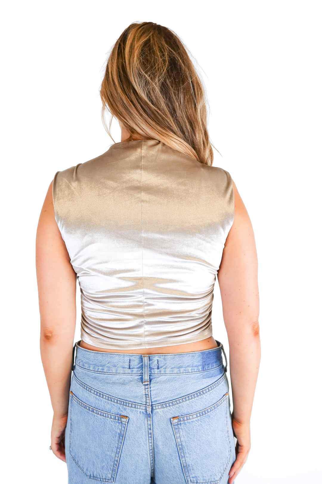 Abercrombie Champagne Shimmery Velvet Top (S)