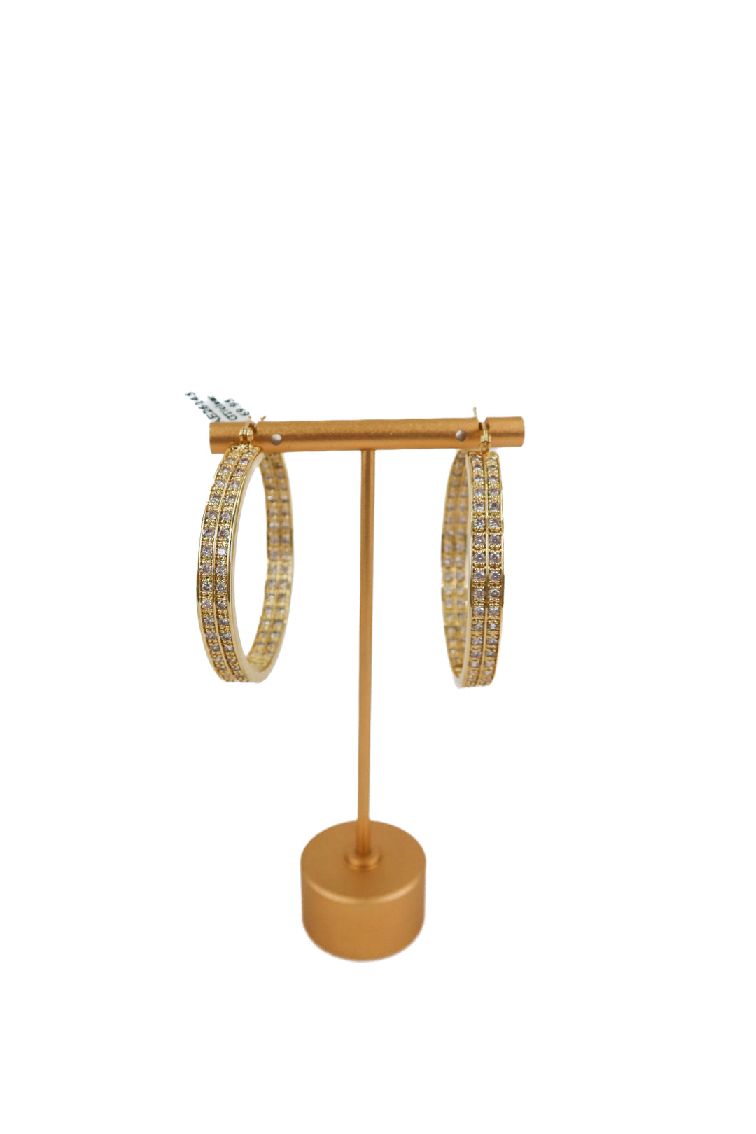 je t'aime by patti stanger gold crystal hoop earrings NWT