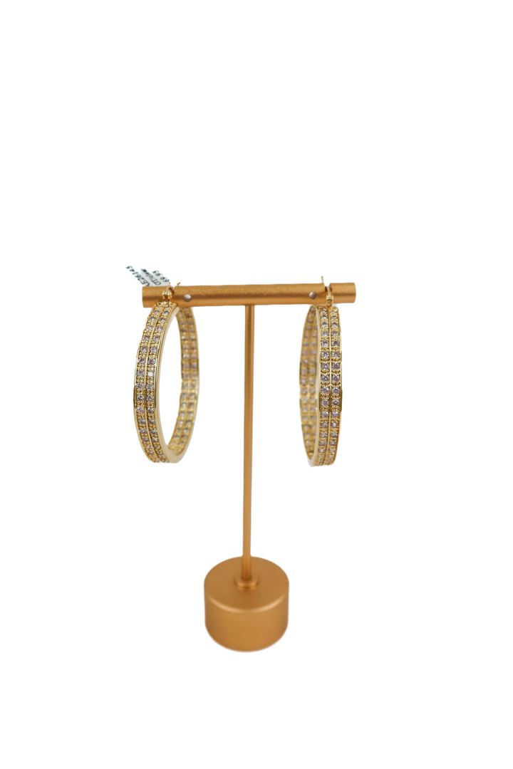je t'aime by patti stanger gold crystal hoop earrings NWT