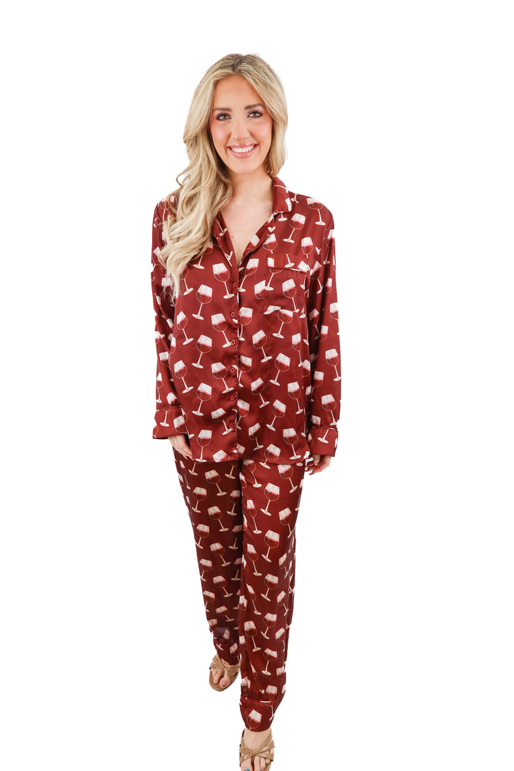 show me your mumu wine pj set (m; retail $148)