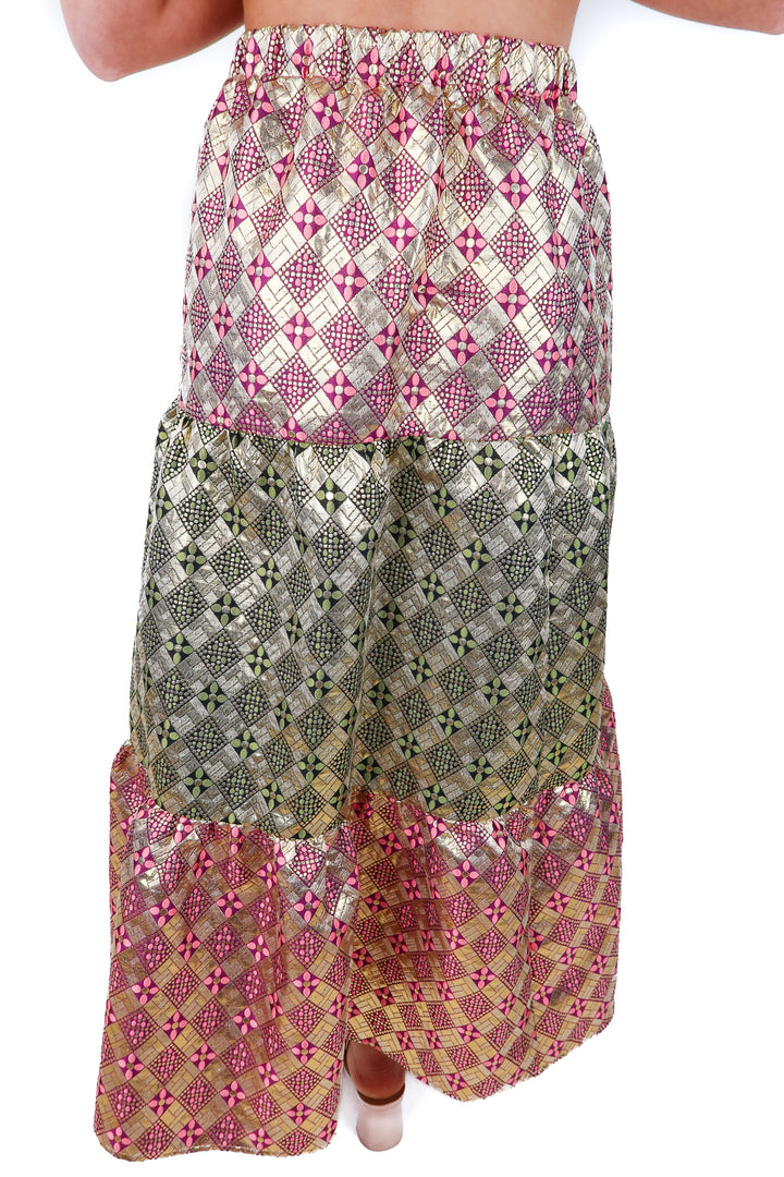 tuckernuck gold metallic maxi skirt (s)