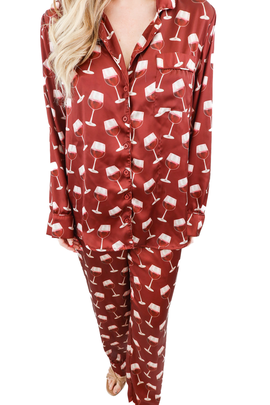 show me your mumu wine pj set (m; retail $148)