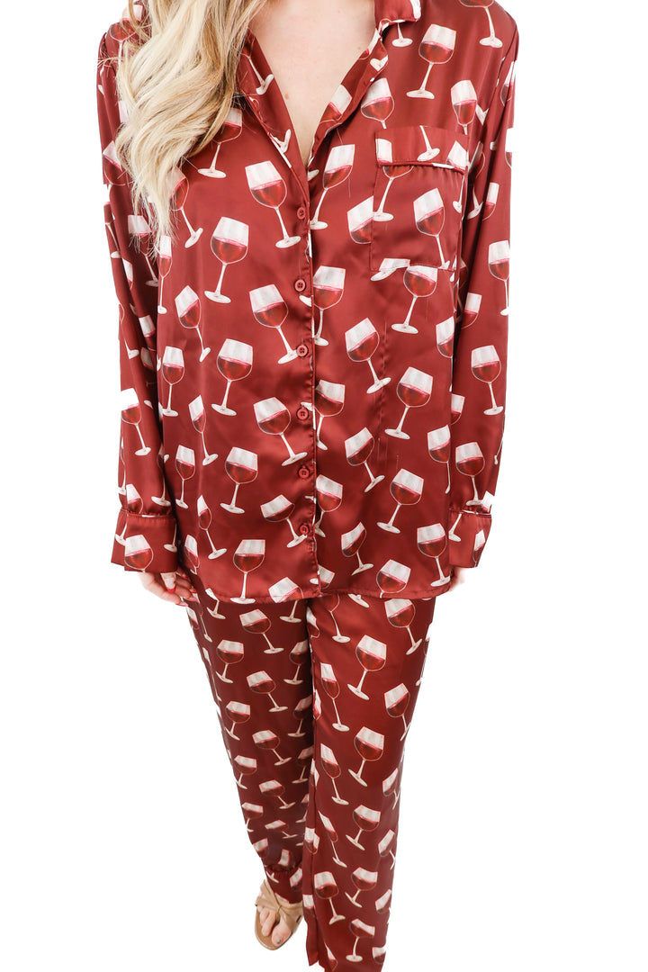 show me your mumu wine pj set (m; retail $148)
