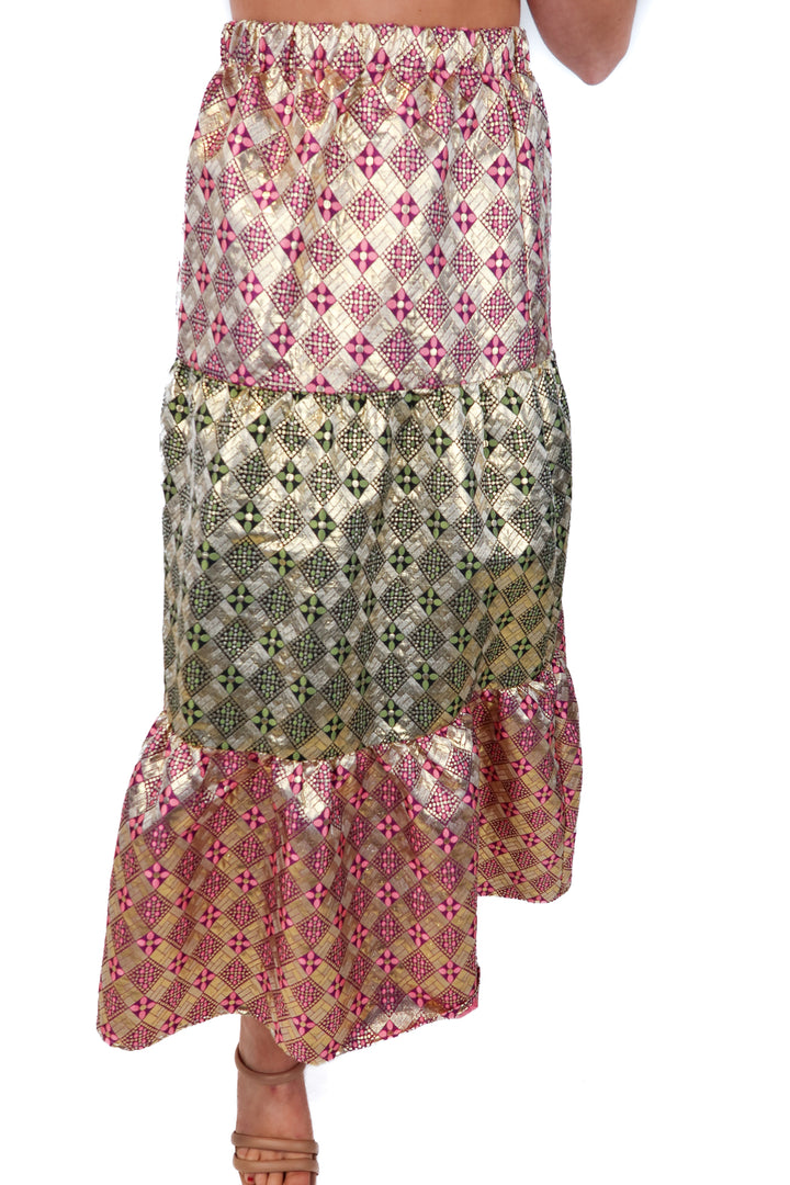 tuckernuck gold metallic maxi skirt (s)